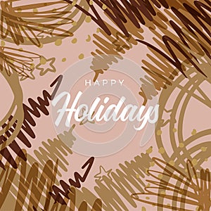 Merry Christmas greeting cards. Trendy abstract square Winter Holidays art templates. New year joyful season greeting cards. For