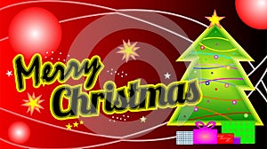 Merry Christmas Greeting Design. Peaceful Christmas tree.