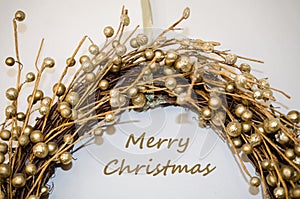 Merry Christmas greeting with golden decor