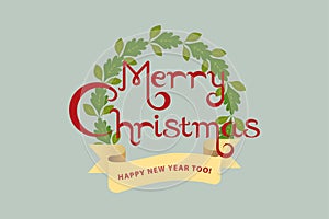 Merry Christmas greeting on grey background