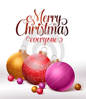 Merry christmas greetings card design with colorful christmas balls