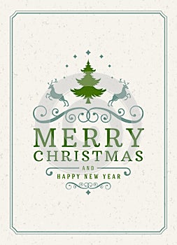 Merry Christmas Greetings Card or Poster Design