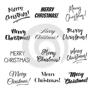 Merry Christmas greetings vector overlay set