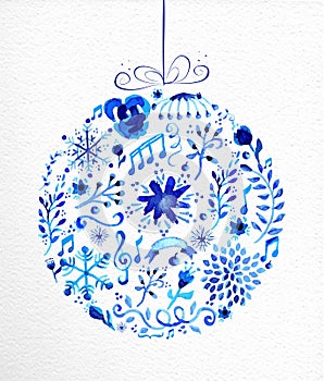 Merry Christmas hand drawn bauble illustration photo