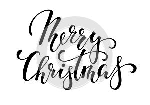 Merry Christmas. Hand drawn creative calligraphy and brush pen lettering. design for holiday greeting cards and invitations of the photo