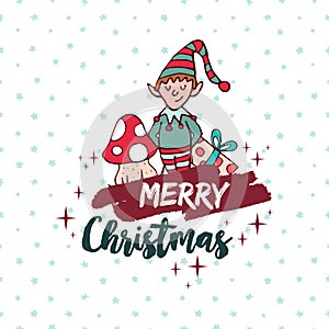 Christmas cute santa helper elf holiday cartoon