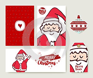 Christmas santa claus cartoon holiday card set