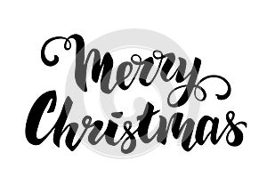 Merry christmas hand drawn lettering for greeting card