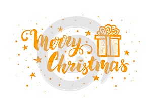 Merry christmas hand drawn lettering for greeting card