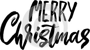 Merry Christmas Hand Drawn Modern Dry Brush Lettering.