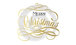 Merry Christmas hand lettering in gold. Merry christmas calligraphy sign for flyer, poster, banner. Vector