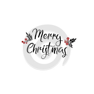 Merry Christmas Hand Lettering Greeting Card. Vector Illistration. Modern Calligraphy.