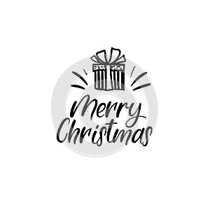 Merry Christmas Hand Lettering Greeting Card. Vector. Modern Calligraphy.