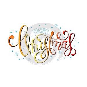 Merry Christmas hand Lettering Inscription to winter holiday design, Calligraphic. Christmas Xmas and Happy New Year