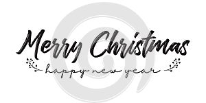 Merry Christmas hand lettering isolated. Happy new year. Vector illustration