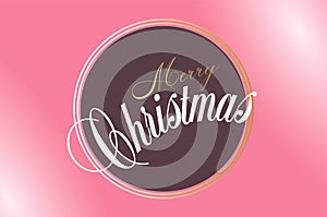 Merry Christmas hand lettering on pink background. Vector image. Merry christmas sign in a calligraphic style. Christmas