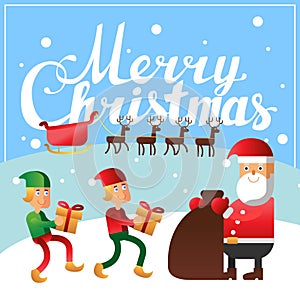 Merry christmas hand lettering square postcard