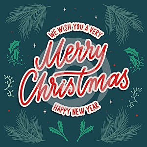 Merry Christmas - hand lettering vector