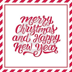 Merry Christmas hand lettering. Vector background