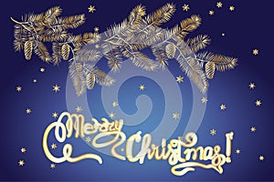 MERRY CHRISTMAS hand lettering. Vector illustration.