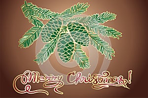 MERRY CHRISTMAS hand lettering. Vector illustration.