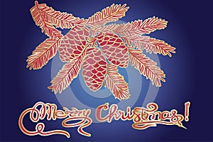 MERRY CHRISTMAS hand lettering. Vector illustration.