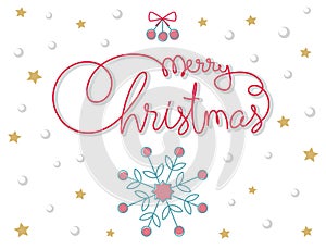 Merry Christmas hand lettering. Vector image