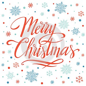 Merry Christmas, hand written lettering, vector illustration