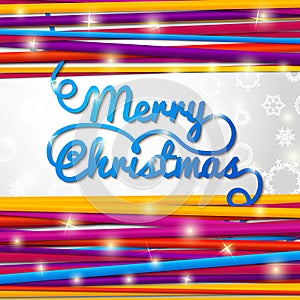 Merry Christmas handwritten blue swirl lettering