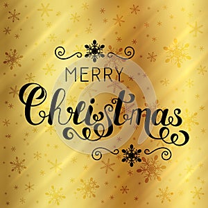 Merry Christmas Handwritten Lettering Black Text on Gol