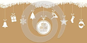 Merry christmas hanging gold background