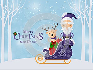 Merry Christmas Happy Christmas companions. Santa Claus, Snowman, Reindeer and elf