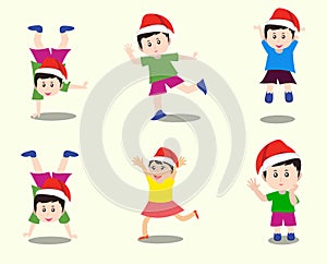 Merry christmas with happy kids vector