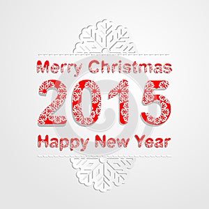 Merry Christmas and happy new year 2015 background.Snowflake pattern font