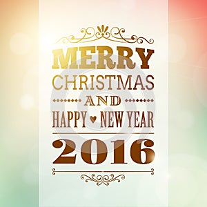 Merry christmas and happy new year 2016 background