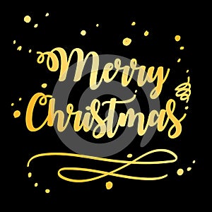 Merry Christmas and Happy New Year 2019 gold on black background