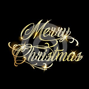 Merry Christmas and Happy New Year 2019 gold on black background