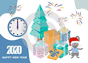 Merry Christmas and Happy New Year. 2020. Happy holidays. Vector illustration. EPS 10