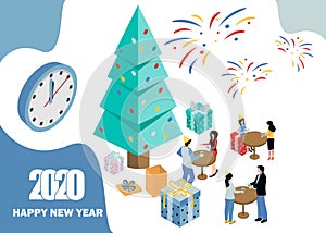 Merry Christmas and Happy New Year. 2020. Happy holidays. Vector illustration. EPS 10
