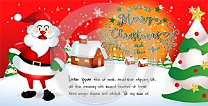 Merry christmas and Happy new year 2020 with santa claus cute cartoon.