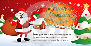 Merry christmas and Happy new year 2020 with santa claus cute cartoon.
