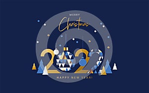 Merry Christmas and Happy New Year 2022 banner, greeting card, poster, holiday cover.