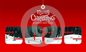Merry Christmas, happy new year 2022 , calligraphy,  landscape fantasy, vector illustration