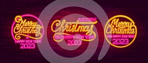 Merry Christmas and Happy New Year 2023 lettering.