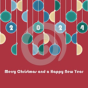 Merry Christmas and a Happy New Year 2024 card vector illustration