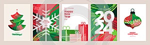 Merry Christmas and Happy New Year 2024 greeting cards