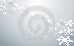 Merry Christmas and Happy new year. Abstract snowflakes in white background