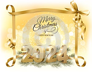 Merry Christmas and Happy New Year background with a 2024