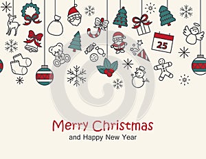 Merry christmas & happy new year background,card print , seamle