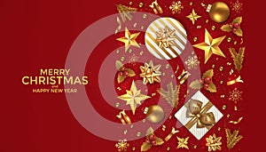 Merry Christmas and Happy New Year background desi greeting card.Vector illustration